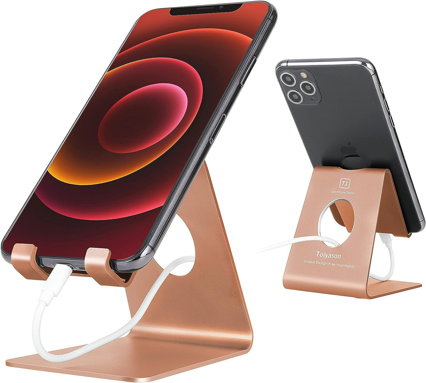 Cell Phone Stand Desk Phone Holder, Cradle, Dock, Compatible with All 4-8Inch Phones, Rose Gold