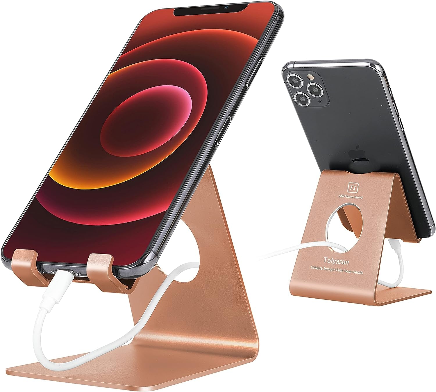 Cell Phone Stand Desk Phone Holder, Cradle, Dock, Compatible with All 4-8Inch Phones, Rose Gold